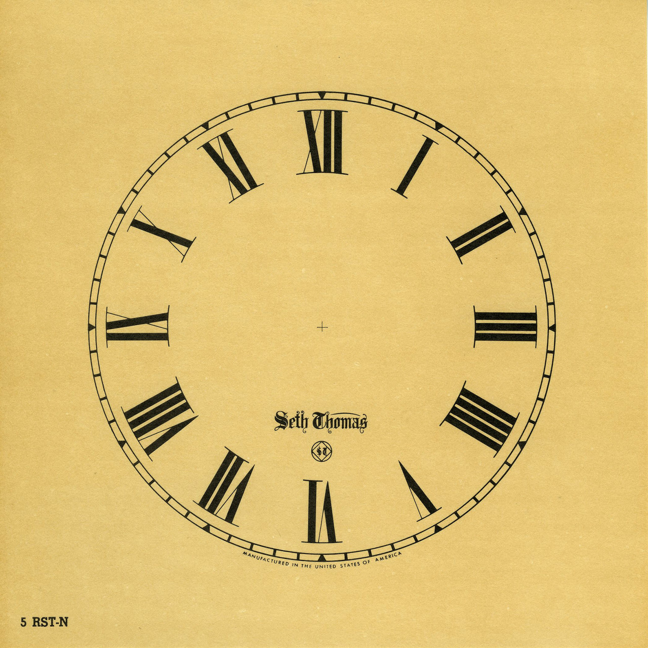 SETH THOMAS 5" ROMAN PAPER DIAL WITH FANCY NAME - DARK ANTIQUE IVORY