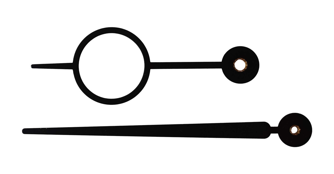 BATTERY PUSH-ON BLACK CIRCLE AND SWORD CLOCK HANDS - 5" MINUTE