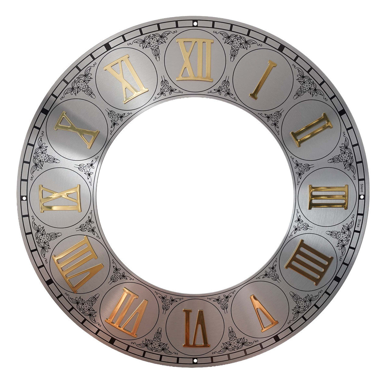 CHAPTER RING 9 5/8" SILVER WITH BRASS ARABIC NUMERALS