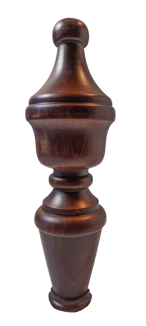 FINIAL WOOD FINISHED SATIN WALNUT 6 1/4"L - RIDGEWAY HARPER
