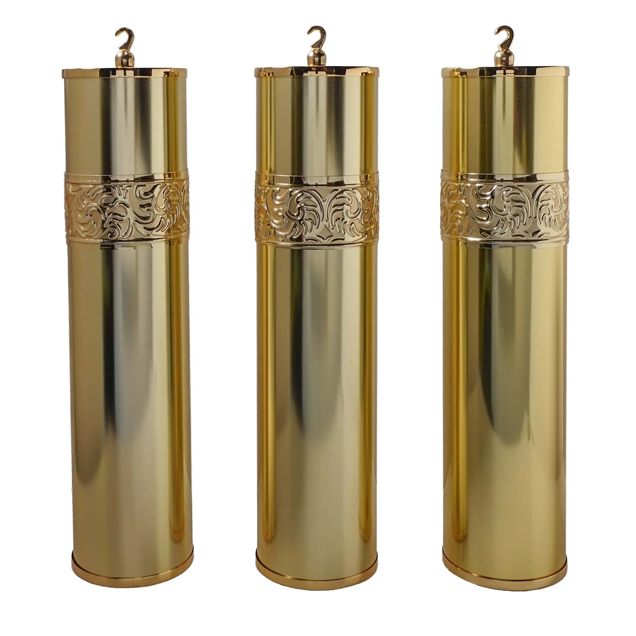 POLISHED BRASS WITH CLASSIC SWIRL BAND 60 X 245MM WEIGHT SHELL SET OF 3