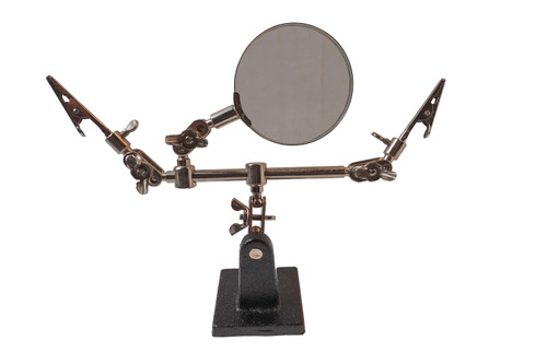 DOUBLE THIRD HAND WITH CLAMPS AND MAGNIFYING GLASS