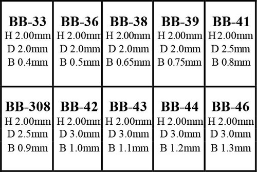 BERGEON STYLE BRASS BUSHING ASSORTMENT 2.00mm HEIGHT BERGEON STYLE BRASS BUSHING ASSORTMENT 2.00mm HEIGHT