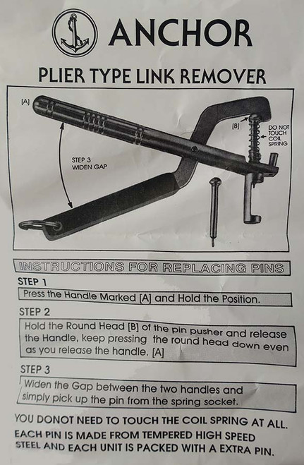 SIZING LINK REMOVER PLIER WITH TWO PIN PUSHERS