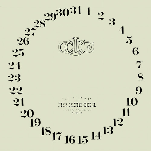 ITHACA 8 1/8" CALENDAR WITH PATENT PAPER DIAL ITHACA 8 1/8" CALENDAR WITH PATENT PAPER DIAL