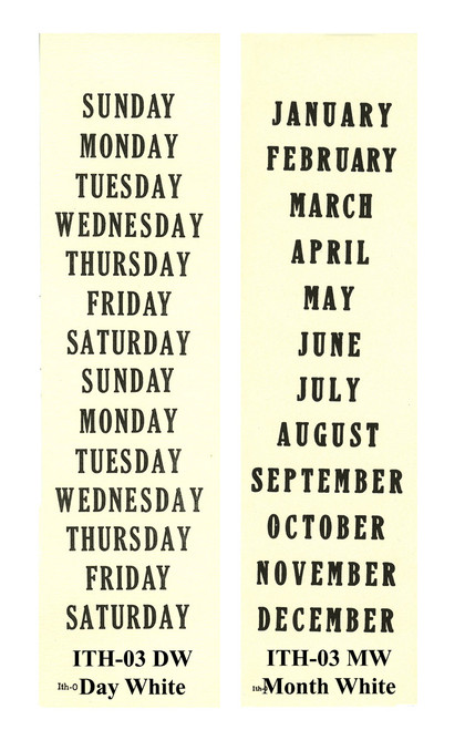 ITHACA PAPER DAY AND MONTH WHITE CALENDAR STRIPS ITHACA PAPER DAY AND MONTH WHITE CALENDAR STRIPS