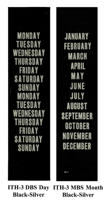 ITHACA PAPER DAY AND MONTH STYLE3 BLACK/SILVER CALENDAR STRIPS ITHACA PAPER DAY AND MONTH STYLE3 BLACK/SILVER CALENDAR STRIPS