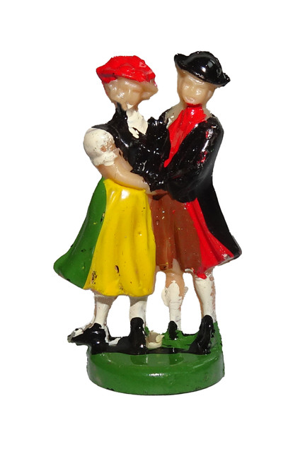 DANCING/COUPLE FIGURE - PLASTIC YELLOW - GERMAN