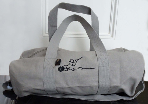 BAG CANVAS GREY DUFFEL WITH CLOCK HANDS