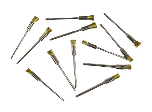 BRUSH .0035" STRAIGHT BRASS END 1/4" BRISTLE 12 PACK BRUSH .0035" STRAIGHT BRASS END 1/4" BRISTLE 12 PACK