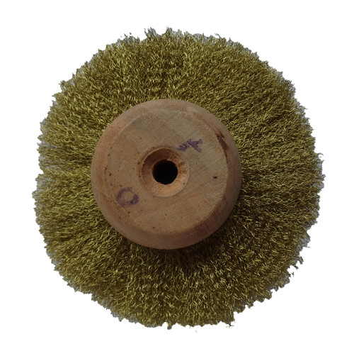 CRIMPED BRASS WIRE BRUSH 4 INCH 3 ROWS - GROBET