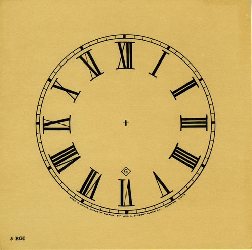 GILBERT 5" ROMAN PAPER DIAL WITH BOTTOM SYMBOL - DARK ANTIQUE IVORY GILBERT 5" ROMAN PAPER DIAL WITH BOTTOM SYMBOL - DARK ANTIQUE IVORY