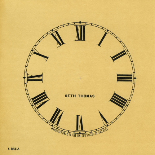 SETH THOMAS 5" ROMAN PAPER DIAL WITH BOLD NAME - DARK ANTIQUE IVORY SETH THOMAS 5" ROMAN PAPER DIAL WITH BOLD NAME - DARK ANTIQUE IVORY