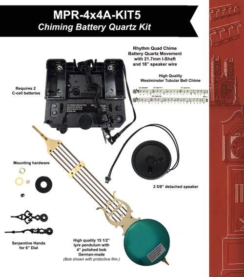 ELEGANT RHYTHM QUAD CHIMING QUARTZ PENDULUM MOVEMENT KIT