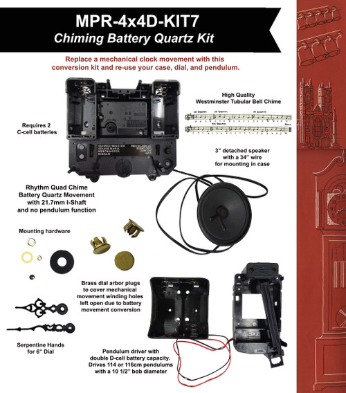 GRANDFATHER CLOCK QUARTZ MOVEMENT CONVERSION KIT