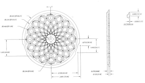 CRYSTAL GLASS DIAL CENTER AND WOOD RING - KSU/MSU & MS