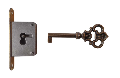 PRESIDENTIAL DOOR LOCK AND KEY FOR GRANDFATHER CLOCKS - BRASS