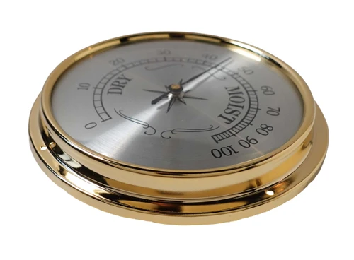 HYGROMETER HUMIDITY SILVER DIAL WITH BRASS BEZEL - JAPAN
