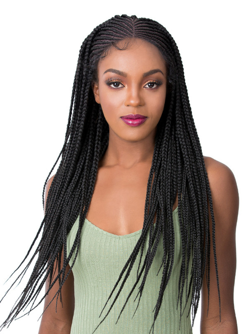 Short Bob Box Braided Wig Black Cornrow Braids Synthetic Wigs Heat