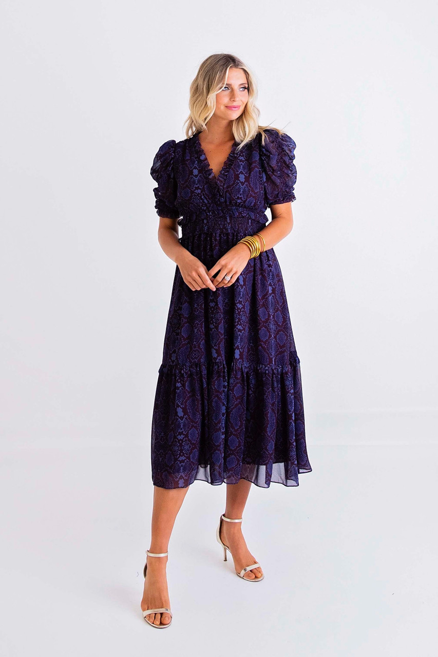 chiffon puff sleeve dress