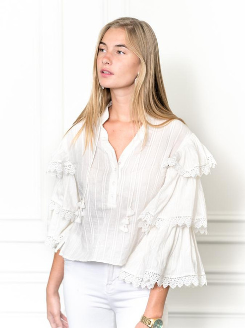 The Cream Tiered Sleeve Shirt 