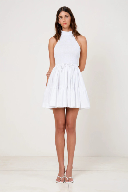 Shirred Halterneck Mini Dress