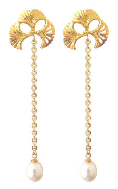 Gymko Long Earrings - Pearl White