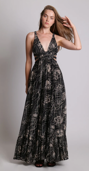 Fiorello Dress - Black Print 