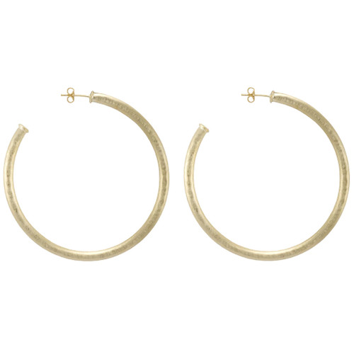 Hammered Everybody's Favorite Hoops - Brushed 18K Gold Plated