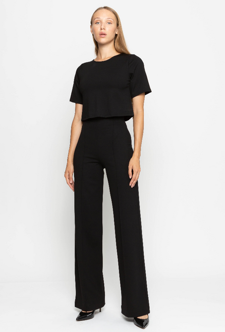 Ponte Knit Straight Leg Pant - Black