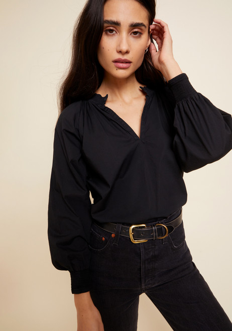 Estelle Peasant Blouse - Jet Black