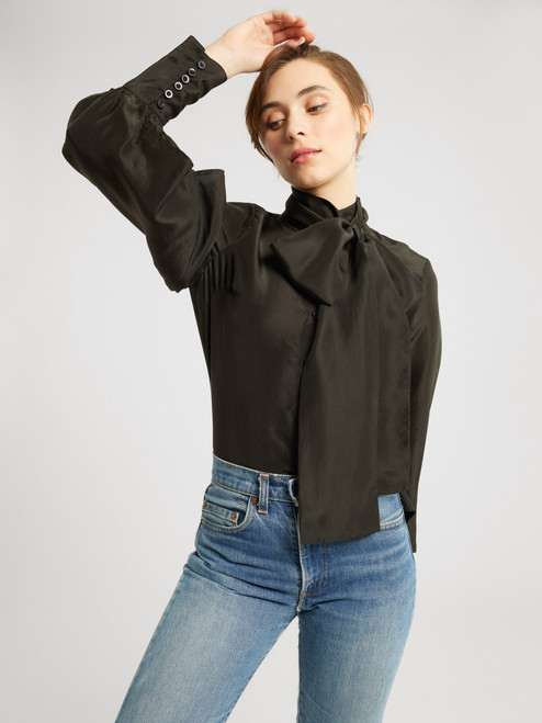 Gigi Top - Black Washed Silk