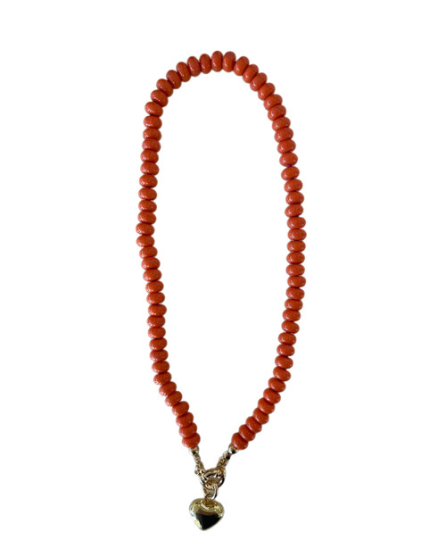 Glass Bead Knotted Necklace - Brick