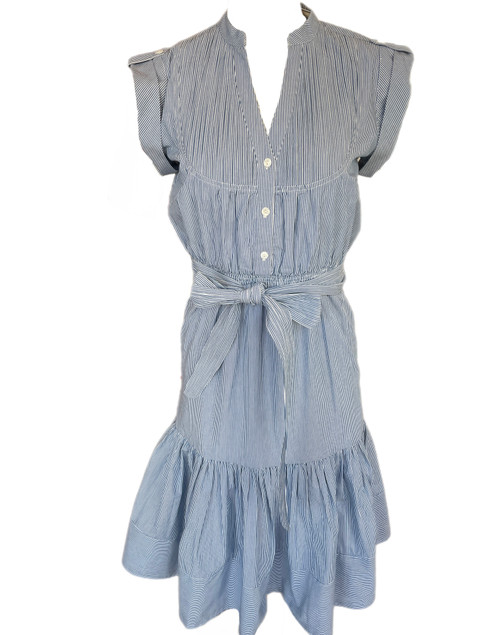 Kat Midi Dress Cotton - Navy Stripe