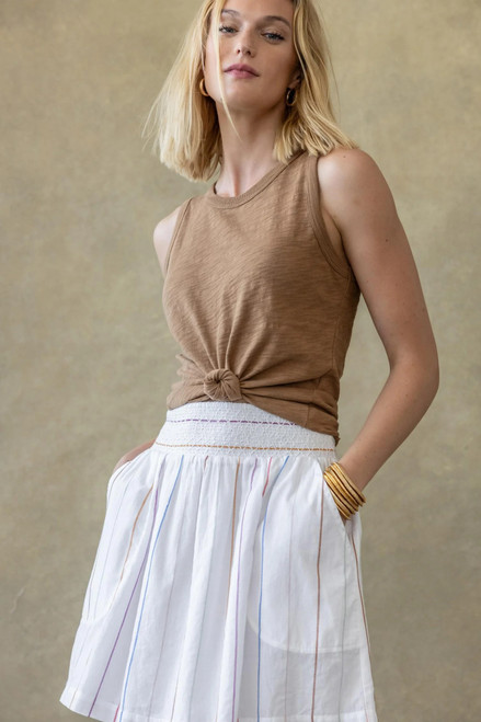 Smocked Waist Short Skirt - Multi Stripe