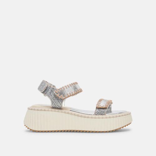 Debra Sandal - Silver Distressed Leather