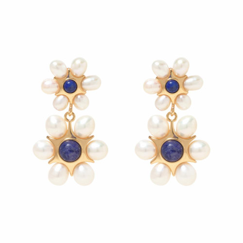 Safi Earrings - White/Blue