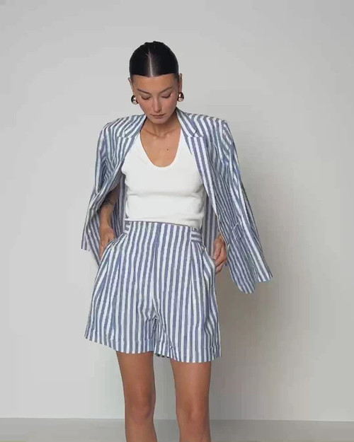 Maja Stripe Short - Parisian Blue Stripe