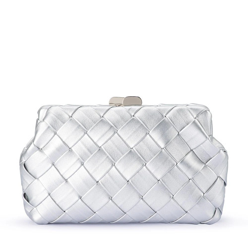 Quinn Woven Clutch - Silver