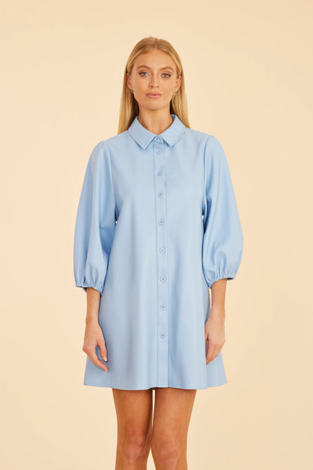 Vegan Leather Tunic Dress - Baby Blue