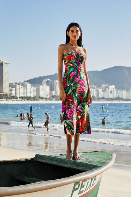 Jardin De Reve Multicolor Strapless Midi Dress