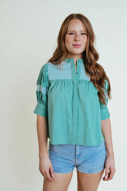 Sutton Blouse - Aqua