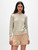 Cashmere Striped Crewneck - Natural Heather/Mint