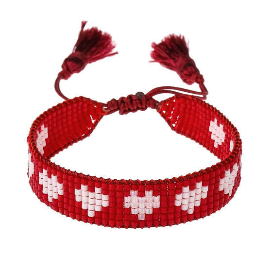 Red and White Hearts Bracelet 