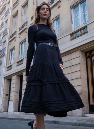 【Anyone more】Mur Midi Pintuck Hool skirt 115375.Tartan-Plaid-Midi-