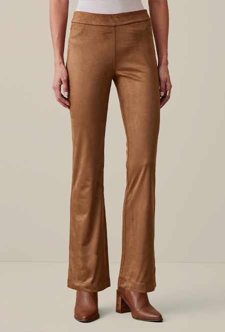 Bootcut image of the brown Faux Suede Pull On Bootcut Pants