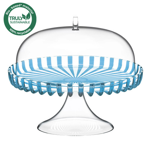 Dolcevita Cake Stand with Dome Turquoise