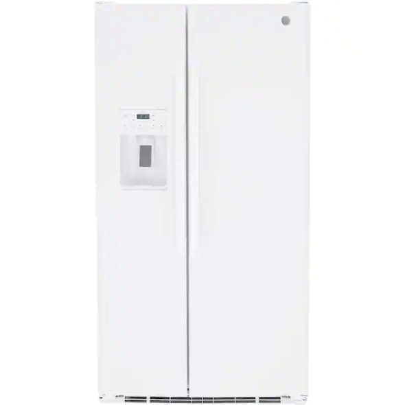 GE 25.3 cu. ft. Built-In Side-by-Side Refrigerator in White, Standard Depth