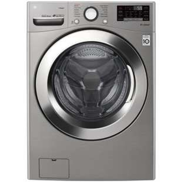 LG - 4.5 Cu. Ft. High-Efficiency Stackable Smart Front Load Washer with Steam and 6Motion Technology - Graphite Steel