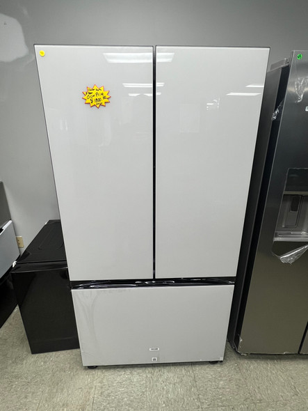 Samsung Bespoke 24 cu. ft. 3-Door French Door Smart Refrigerator with Autofill Water Pitcher in White Glass, Counter Depth